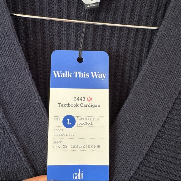Cabi Spring 24 Textbook Dark Navy Cable Knit Sweater NWT‎ Size Large Academia - Picture 6 of 7